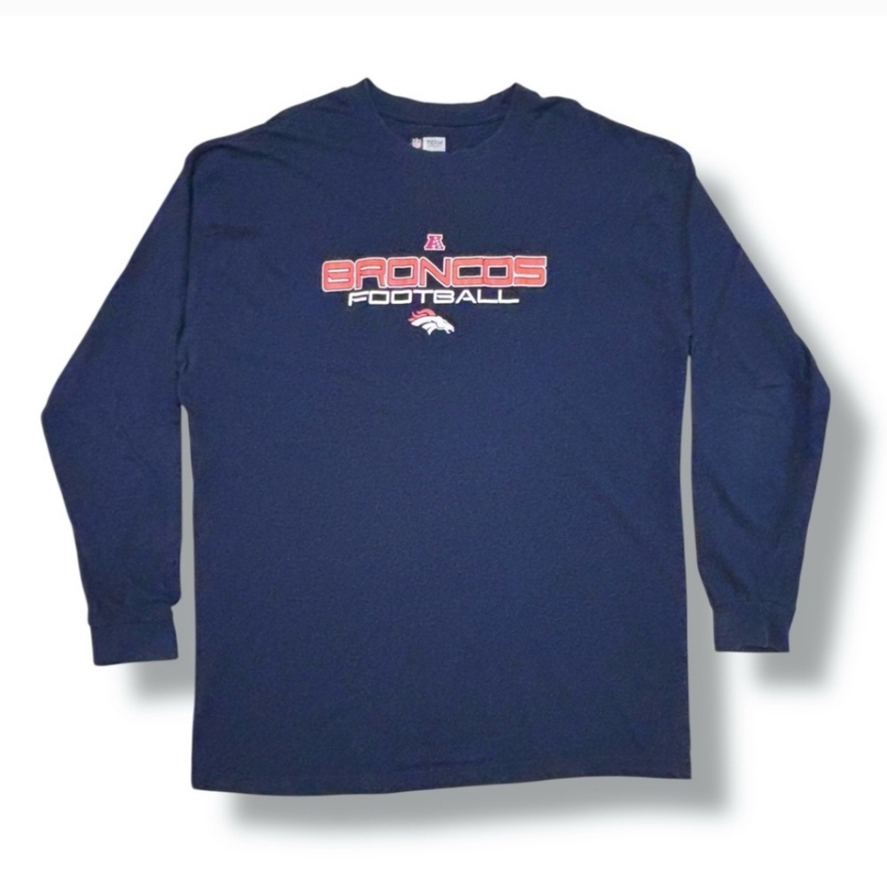 NFL TEAM APPAREL Navy Crew Neck Long Sleeve Shirt Broncos Football